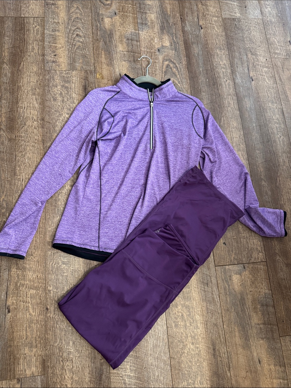 Women's Deep Purple High-Waist Performance Leggings and FJ top
